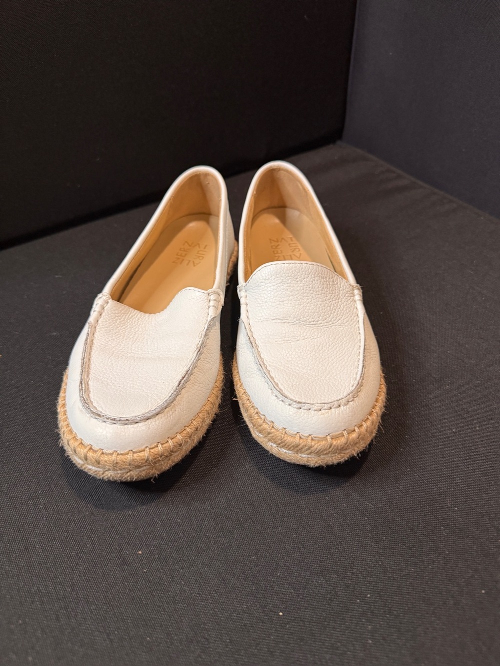 Leather Espadrille Loafer in White - Unbranded